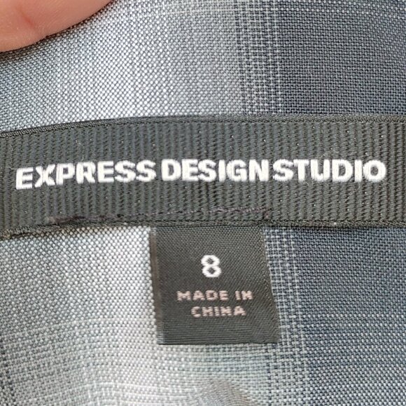 Express Gray Mixed Plaid Skirt Pencil Straight High Waist Workwear Office - Picture 8 of 11